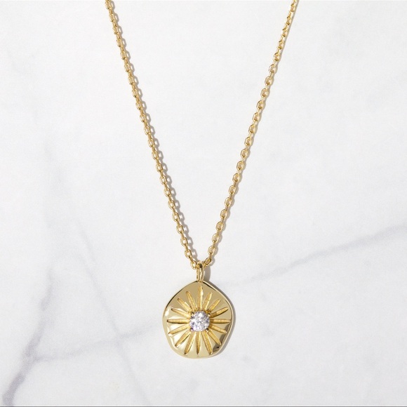 Gold Plated Sterling Silver Sunburst Necklace - Picture 1 of 4
